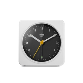 Braun BC03WB Analogt Vækkeur med Stille Urværk, Hvid/sort